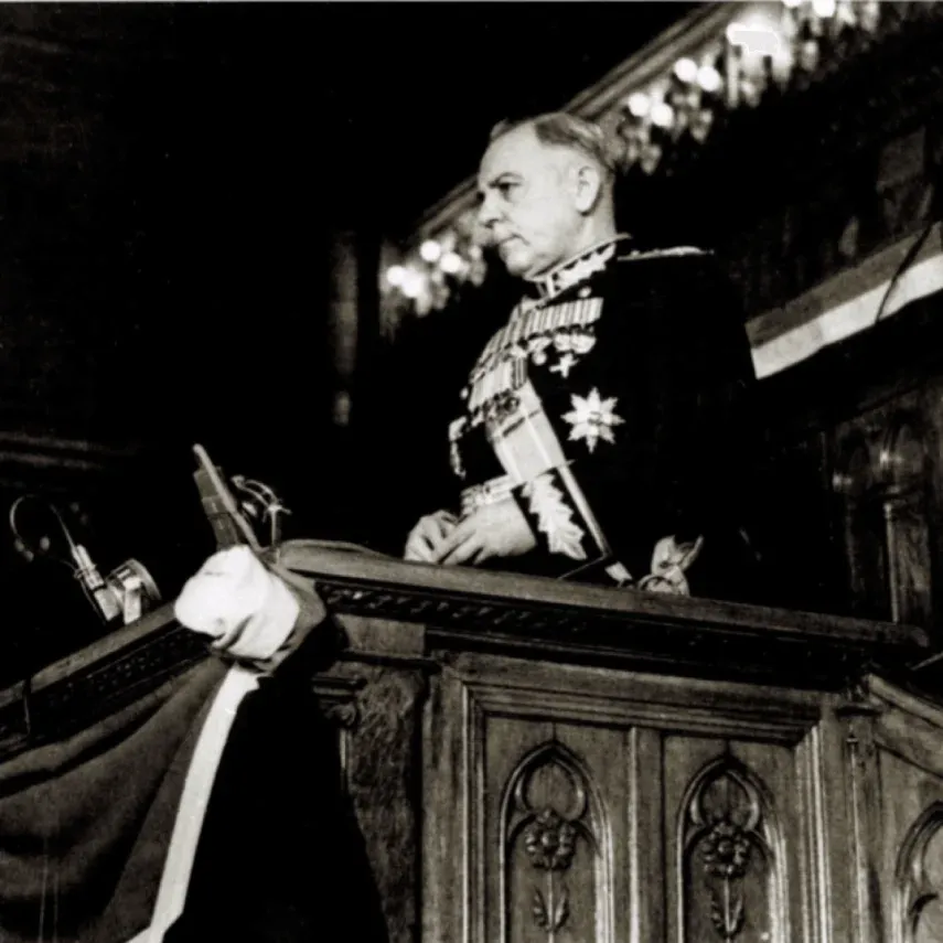 Marshal Voroshilov delivering a ceremonial speech