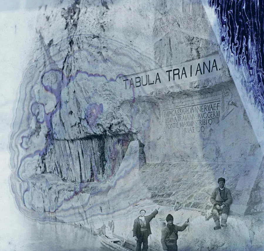 Emperor Trajan’s plaque at the Iron Gate, 1904. Near present-day Drobeta-Turnu Severin, at the eastern entrance to the gorge, the Emperor Trajan built the largest bridge in antiquity, the ruins of which exist to this day. The bridge assisted the Roman capture of the province of Dacia and ensured communications with it later on. The Romanians, who were committed to the theory of Daco-Roman continuity, held the emperor in high regard, for which he was also given a memorial plaque at the Iron Gate. This plaque would also have been swallowed up by the rising waters resulting from the dam, but they ensured that it was raised to a sufficient height at the same time the Iron Gate power station was being built.