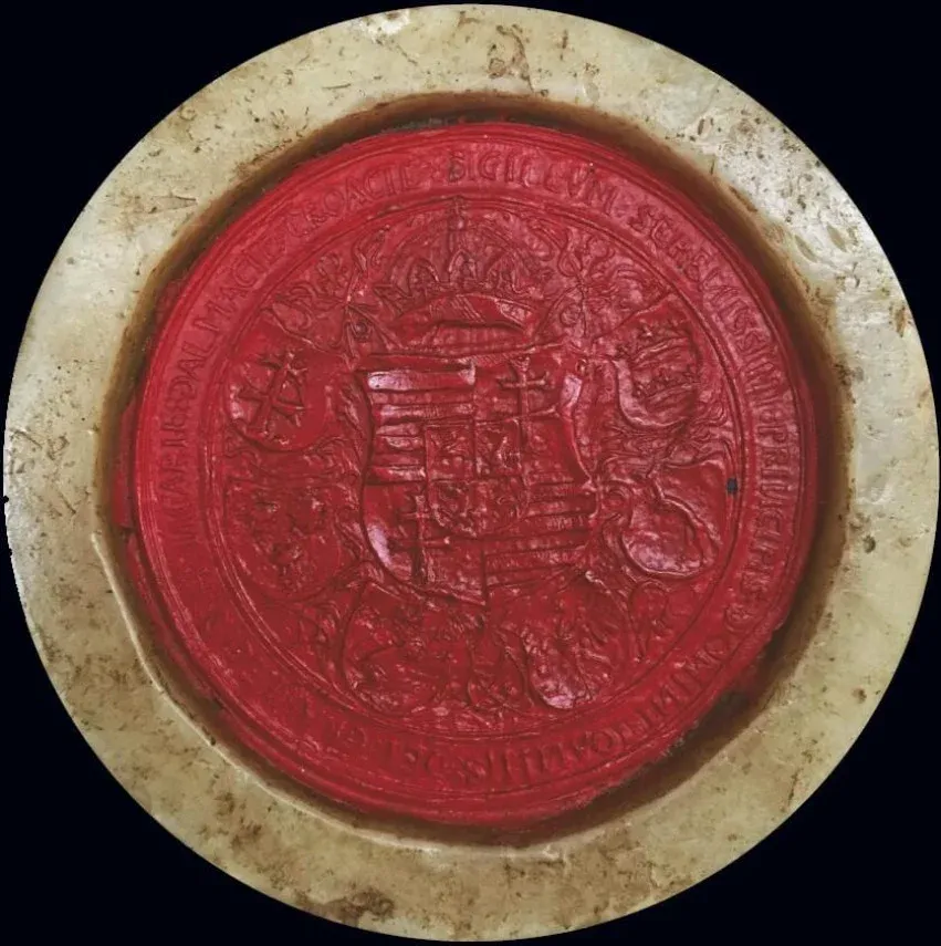 The great seal of János Szapolyai on the Treaty of Várad (Haus-, Hof- und Staatsarchiv, Vienna)