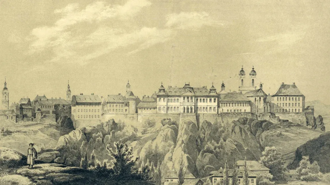 View of Veszprém. A. Brechler lithograph, mid-19th century