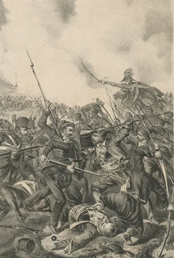 Serb-Hungarian fighting in the then-southern region of Hungary (Délvidék) in the summer of 1848. As in France after 1792, units of the same army were often pitted against one another, with ethnic cleansing on the part of the Serbs a common occurrence.