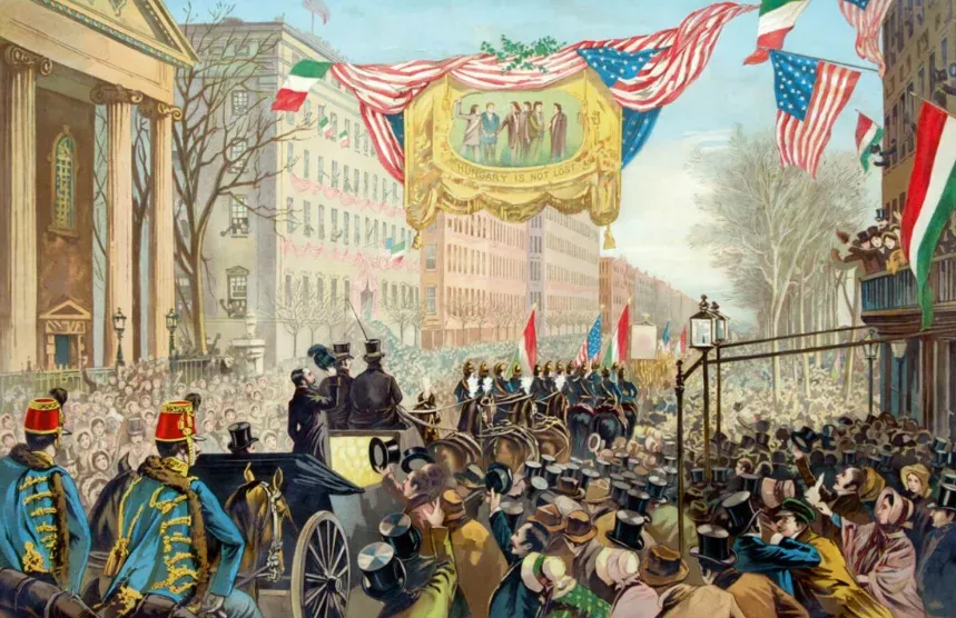 Kossuth Lajos ünnepélyes bevonulása New Yorkba - kiemelt kép