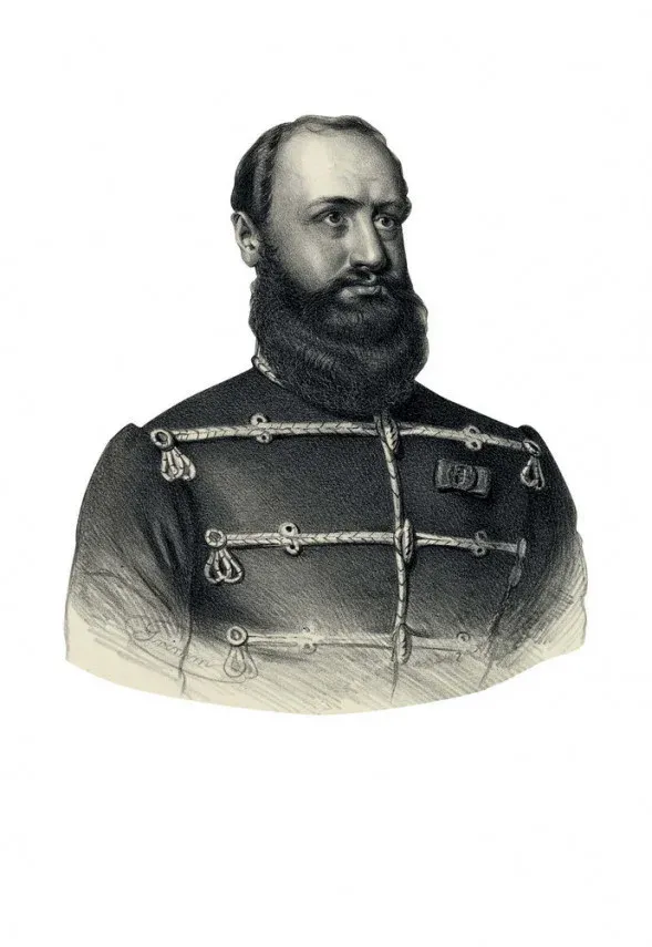 János Damjanich. Lithograph, Rezső Grimm