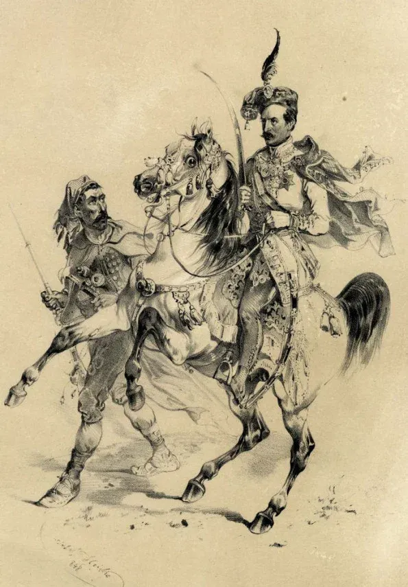The Ban of Croatia, Josip Jelačić. Joseph Heicke's lithograph.