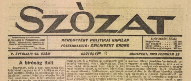 1923. február 21. – A bíróság ítéletet hirdet Károlyi Mihály hazaárulási perében - kiemelt kép