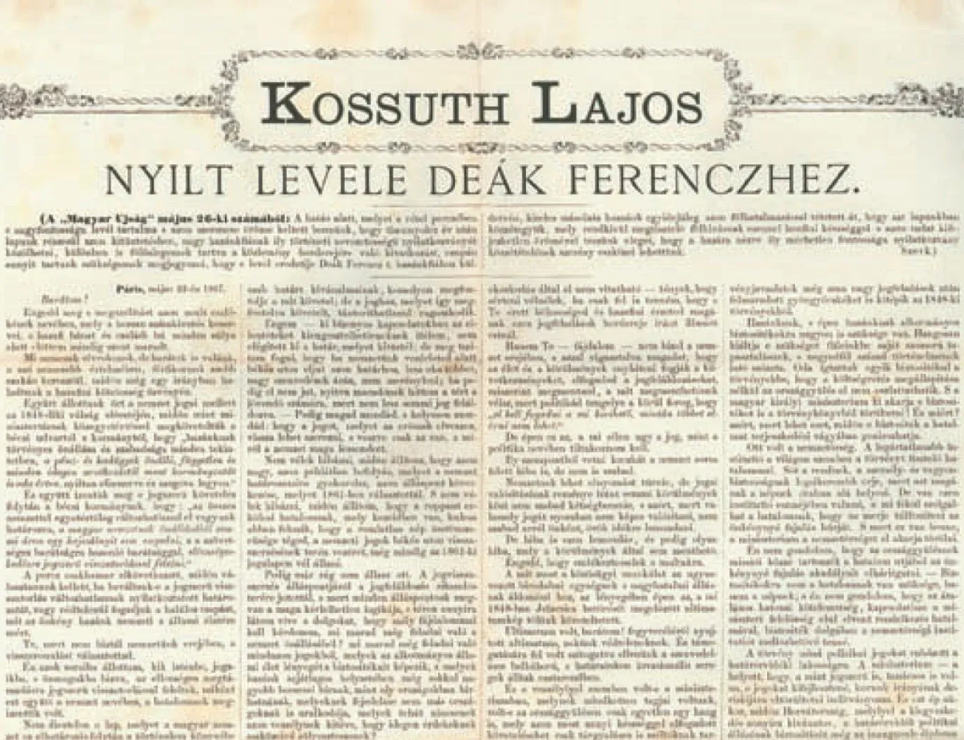Kossuth Lajos megírja a Cassandra-levelet - kiemelt kép