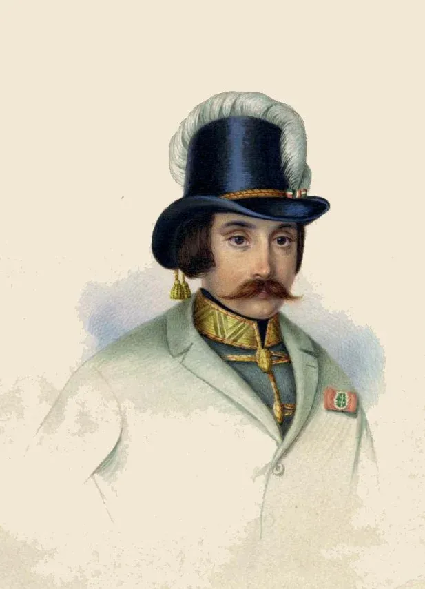 József Nagysándor. Watercolor by an unknown artist, mid-19th century