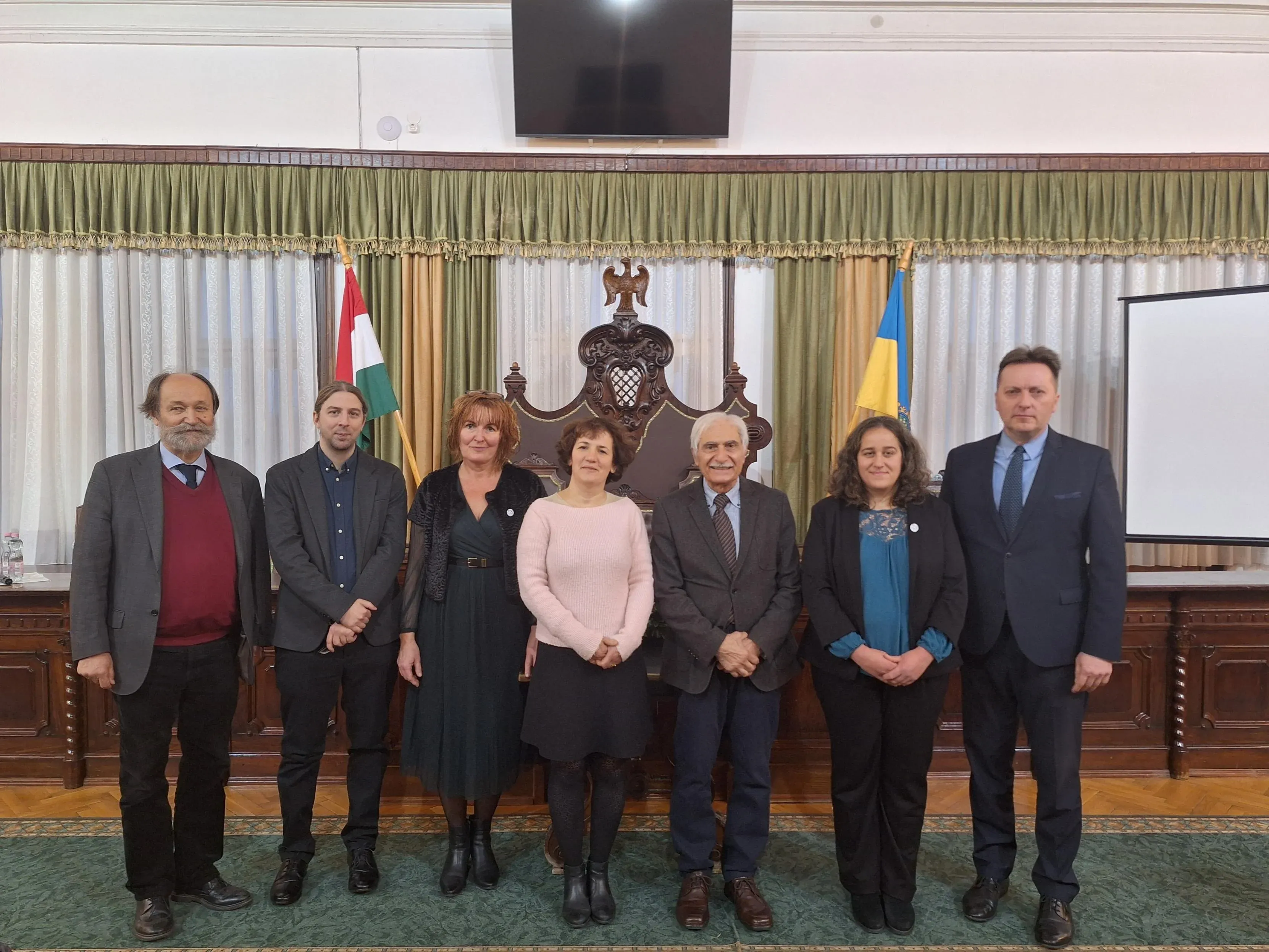 Az előadók balról jobbra: Csorba László, Varga Dániel, N. Kovács Zita, Farkas Katalin, Pasquale Fornaro, Kordé Nóra és Pete László